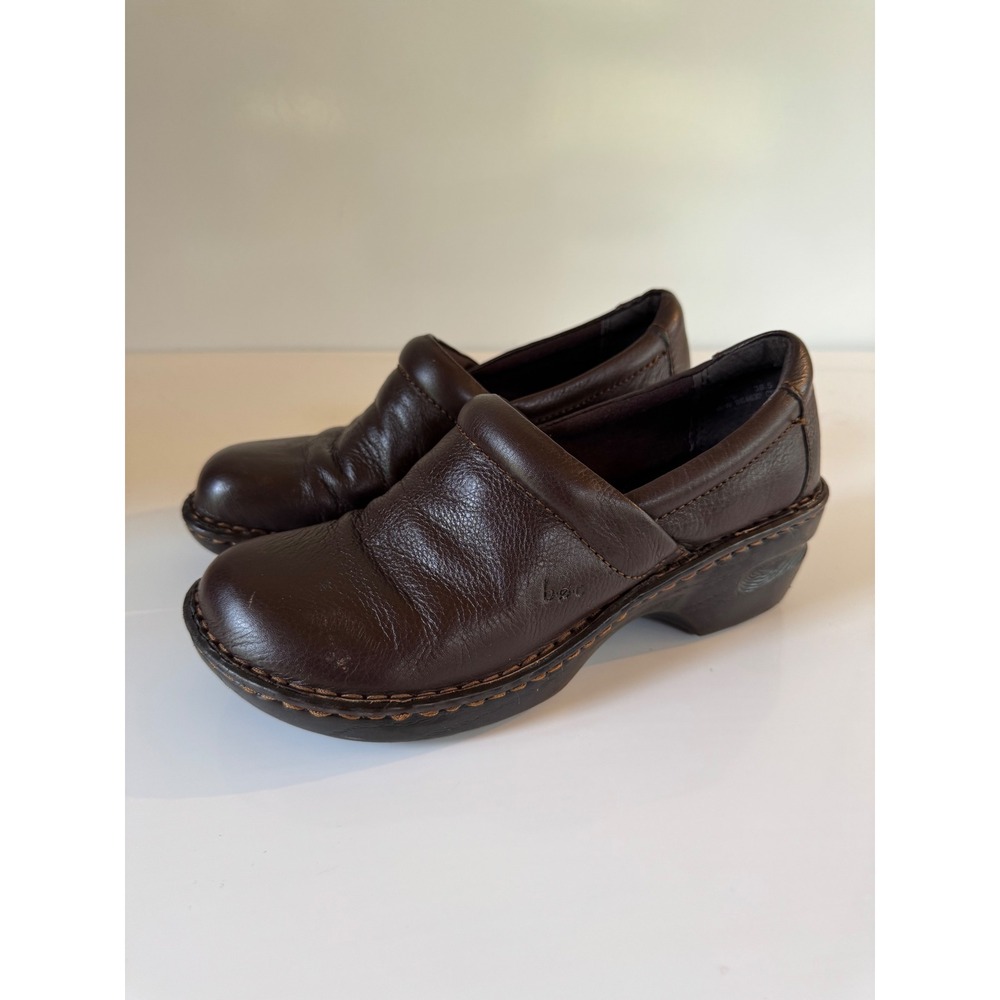 b.o.c. Born Concept Womens Brown Leather Clogs Slip On Shoes BC6632 Size 7.5